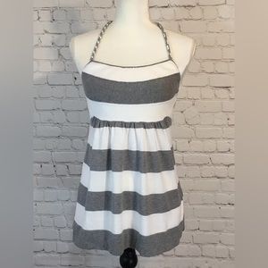 Gap Womens Shirt Size small White Gray Crocheted Braided Tie Knit Halter Top